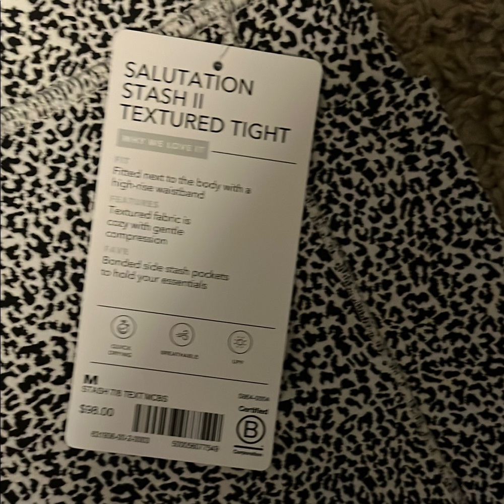 Athleta Black and White Leggings with Wide Waistband and Full-Length Design - Picture 3 of 3